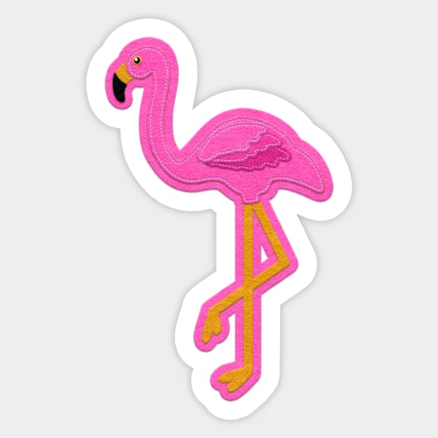 Pink Flamingo Felt Look with Stitching | Cherie's Art(c)2020 Sticker by CheriesArt